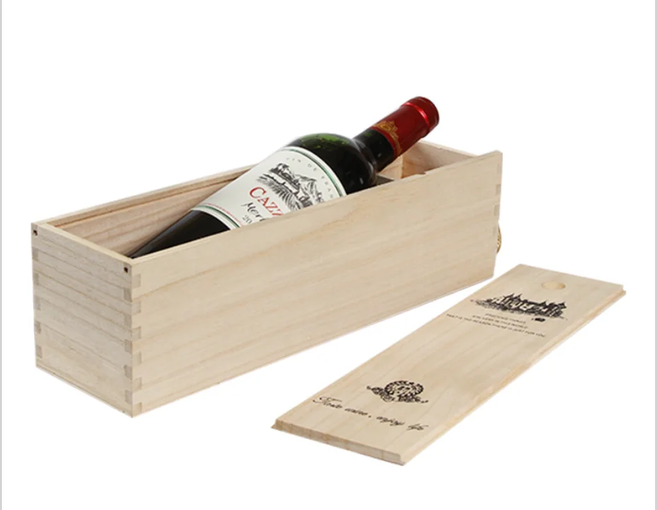 Wooden Wine Box 2pack Single Wine Bottle Wood Storage Gift Box With