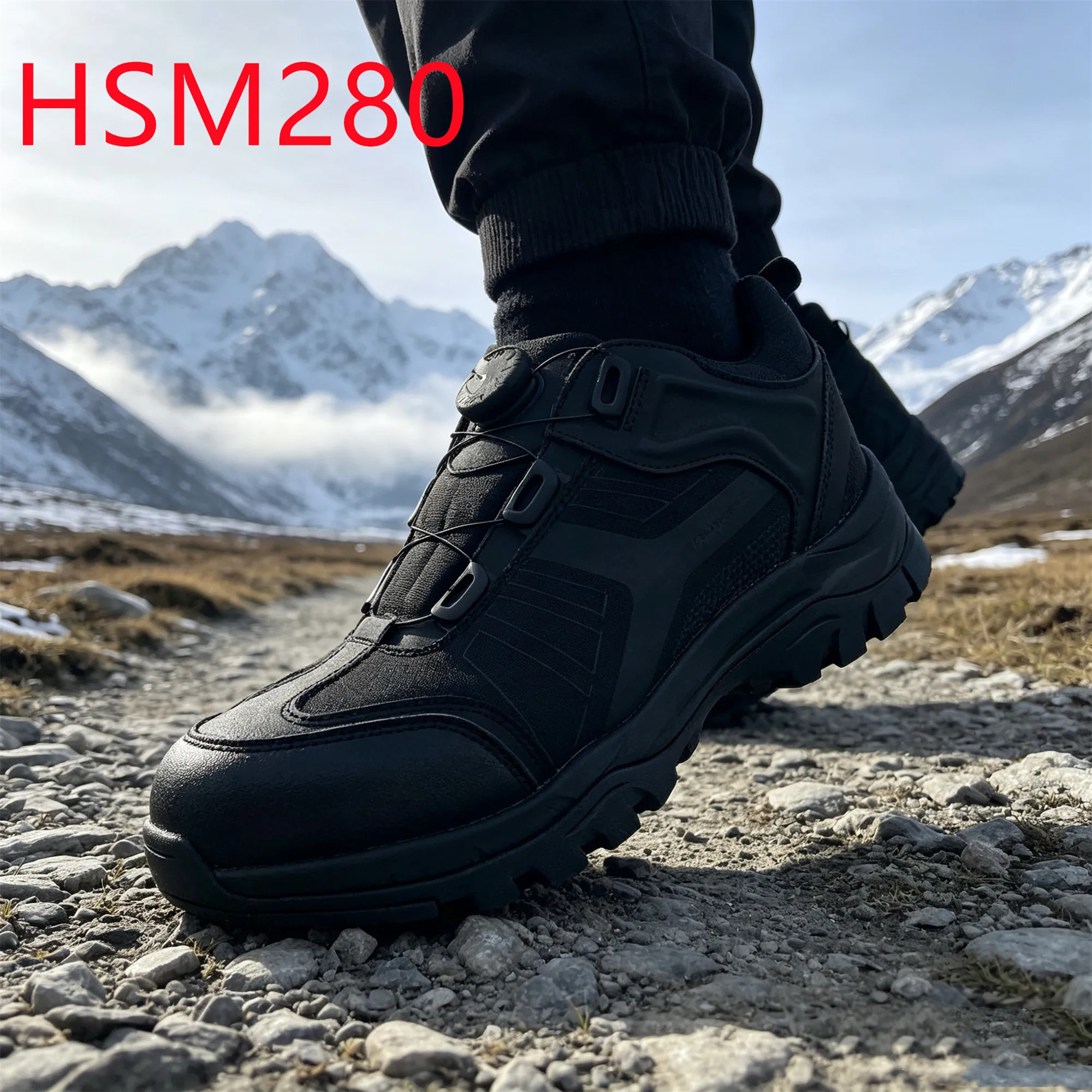 HY,Indonesia Anti-shock EVA+Rubber Outsole Men Leather Shoes with Rotary Buckle Heel Support Design Hua Singh Combat BootsHSM280