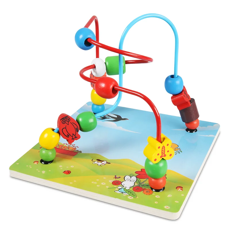 Hot Sale High Quality Solid Wood Beaded Intelligence Box 1:8 Scale Sports Theme Building Blocks