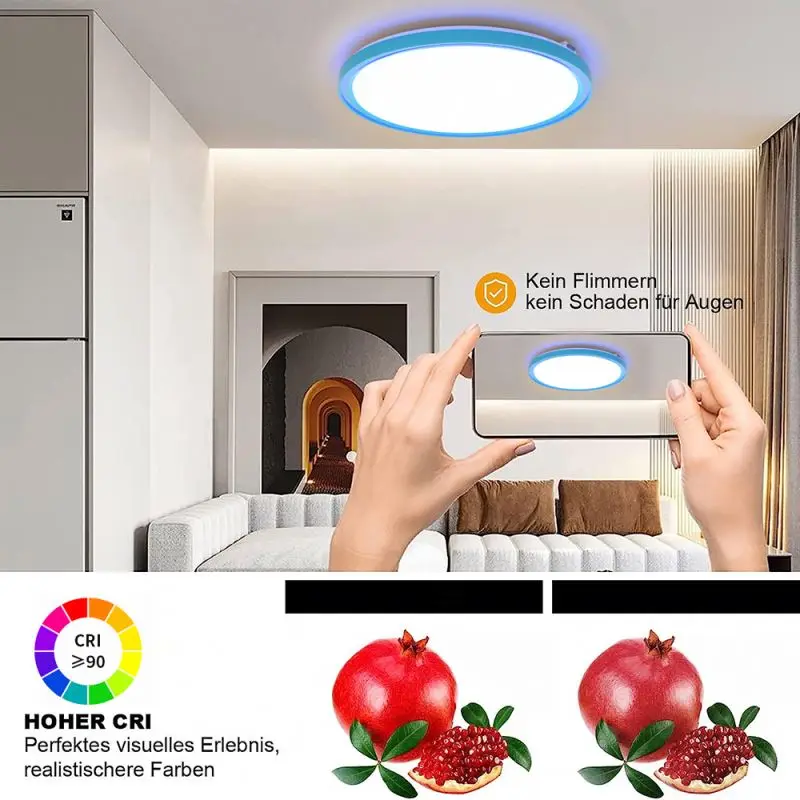 Modern LED Ceiling Light with RGB Auxiliary Panel Pop Designs for Home Bedroom Living Room Residential Ceiling Led Light