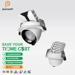 Superbright 36W Cut 120mm LED Spotlight Dimmable Elephant Trunk Lamp with CCT DALI Aluminum Body for Shopping Mall Exhibition