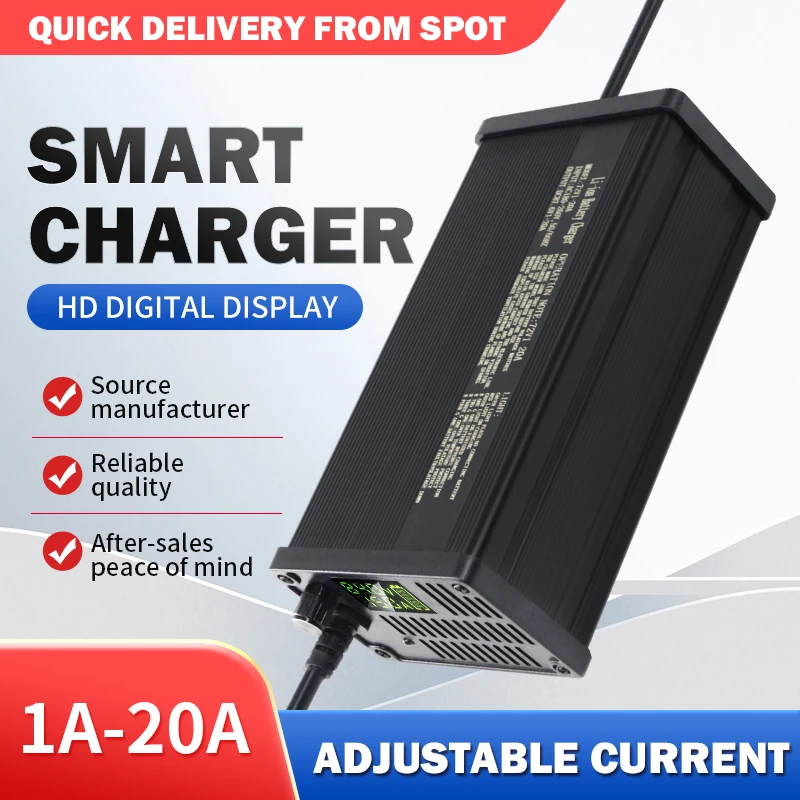 High-Power 48v 15a Aluminum Electric Car Battery Charger New Intelligent Adjustable Lithium Battery Charger with 220v Input details