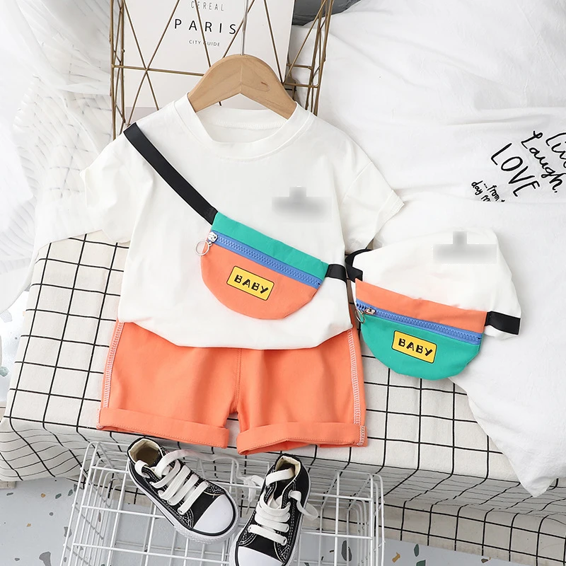 Latest Design Boutique Personality Kids Clothing Baby Boys' Clothing Sets  Small Bag Casual Shorts Baby Boy Clothes 2023