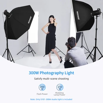 Neewer S101-300W Professional Studio Moonlight Strobe Flash Light 300W 5600K With Modeling Lamp Aluminium Alloy Bowens Mount detail image