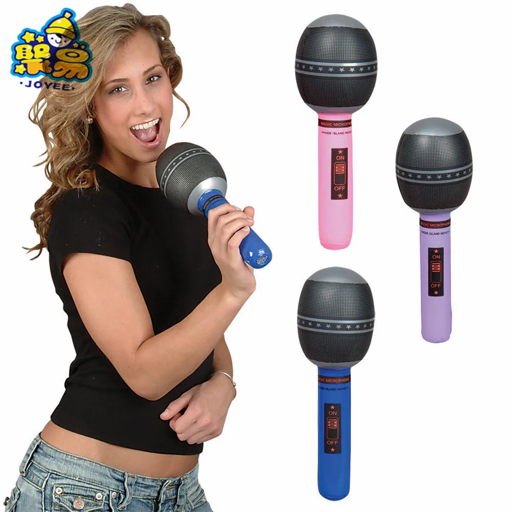 Joyee Custom Logo Inflatable Microphones 24/35cm Concert Microphone Toys Music Party Decorations Inflatable Pool Toy  for Kids