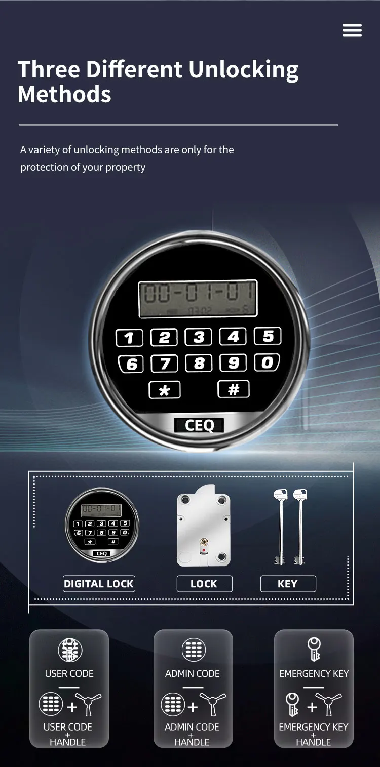 CEQSAFE High Quality Steel Metal Cabinet Digital Safe Fire Proof Storage Safe Box Fireproof factory