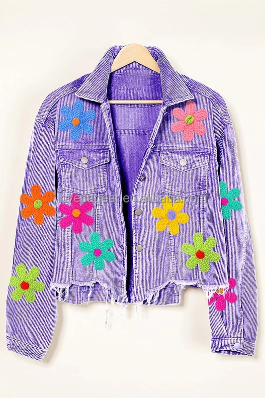 Giacca donna vintage crop varsity shacket lavaggio usato patch_voghion.com