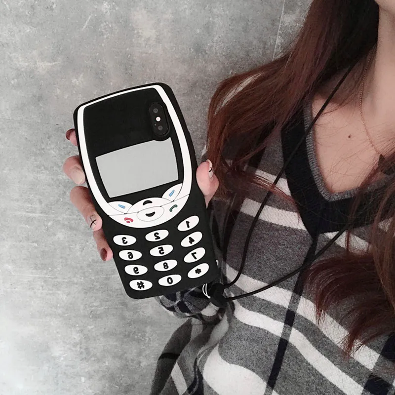 Funda de teléfono con diseño clásico 3D y cordón, estilo retro, para iPhone 15, 14, 13, 12 y 11, venta al por mayor_voghion.com