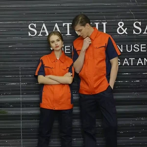 New Original Wear Clothes Worker Unisex Work Clothing Uniform Short Sleeve Jacket Pant Anti-Static Breathable Flame-Retardant