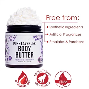 Soothing Fragrance-free Lavender Body Butter Hyaluronic Acid Shea Butter & Moisturizing Hydrating Calming Leaves Skin Soft