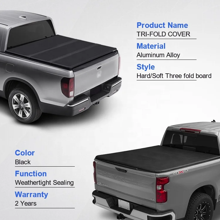 Factory High Quality Hard Tri Fold Aluminum 4x4 Pickup Truck Bed Cover Tonneau Cover for Toyota Hilux Revo Vigo Tacoma Tundra