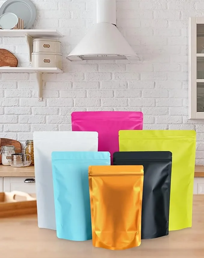 Custom Color Matte Aluminum Foil Resealable Bag Zip Lock Mylar Food Storage Mylar Pouch Tea coffee Packaging Bag