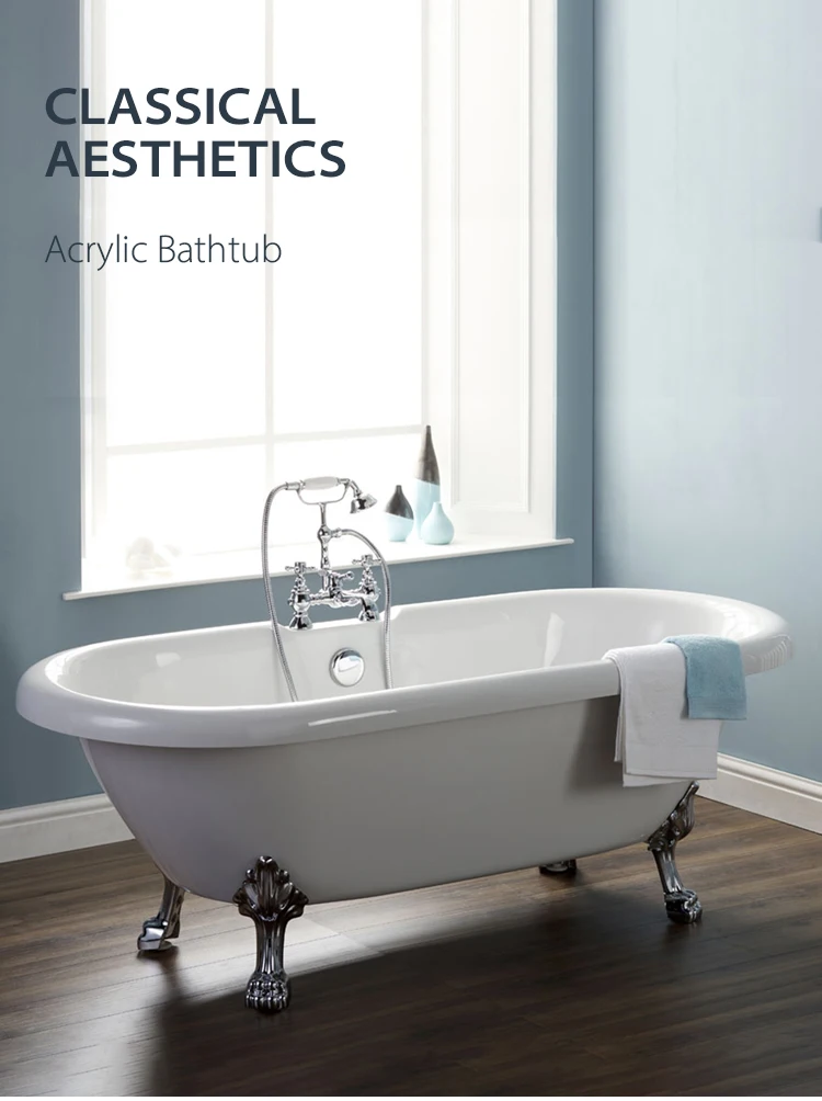 Hot Selling Classical Bathroom Acrylic White Soaking Tub Bathtub With Four Legs Buy Bathtubs