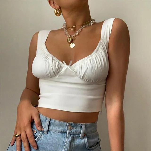 white ruched tube top