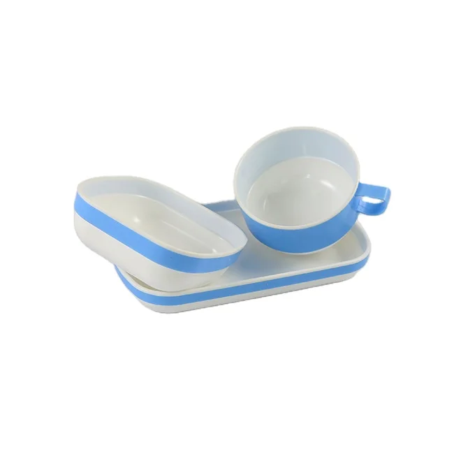 FS Inflight Blue Reusable Tableware Plastic Airline Meal Set