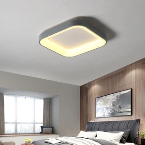Simple Modern Square LED Ceiling Lamp with Acrylic Cover and Aluminum Base Remote Control IP44 for Bedroom Home Lighting