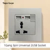 1 Gang 3 Pin Universale 2 USB