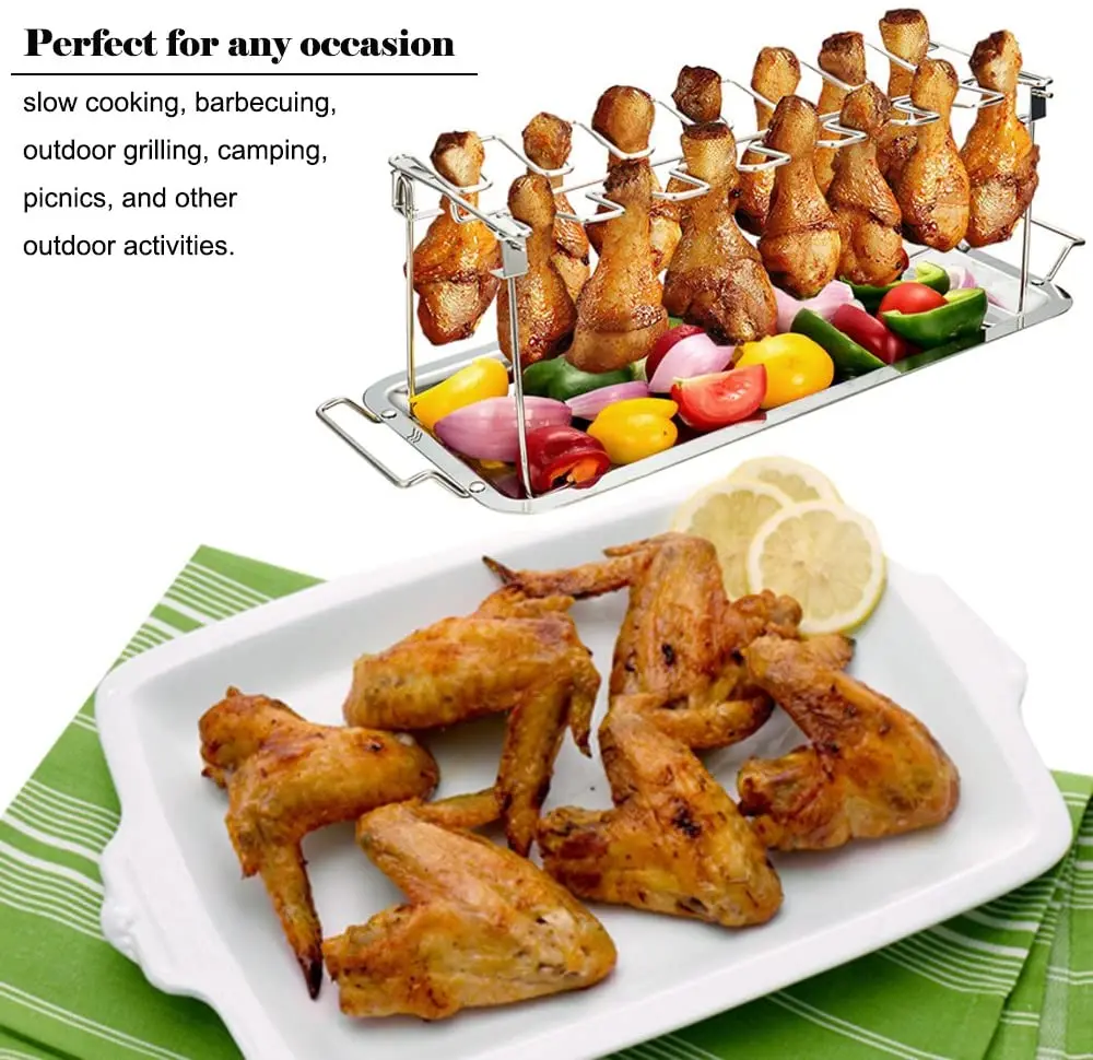 Stainless Steel Bbq Rack For Roasting Chicken & Chicken Wings Accessory