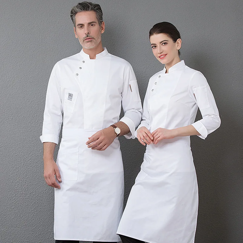 Wholesale Hot Chef Cookware Chef Uniforms Black Long for Sale bar  Restaurant Uniforms Black Chef Jacket