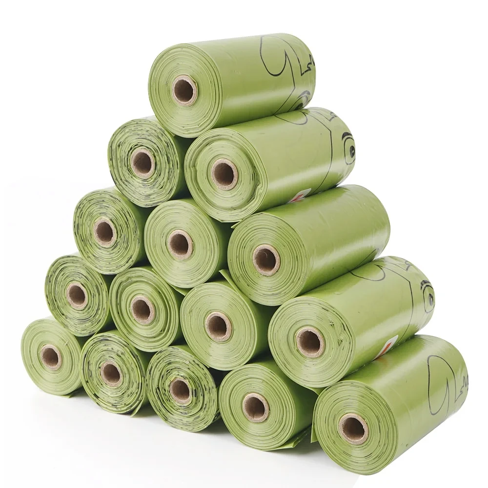 Custom Poop Bag Bulk Biobase Scented Poo Bag Degradable Cat Waste Biodegradable Dog Poop Bags for Pet Cleaning Grooming