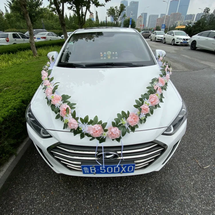 White Silk Peony Car Flowers Artificial Wedding Car Flowers for