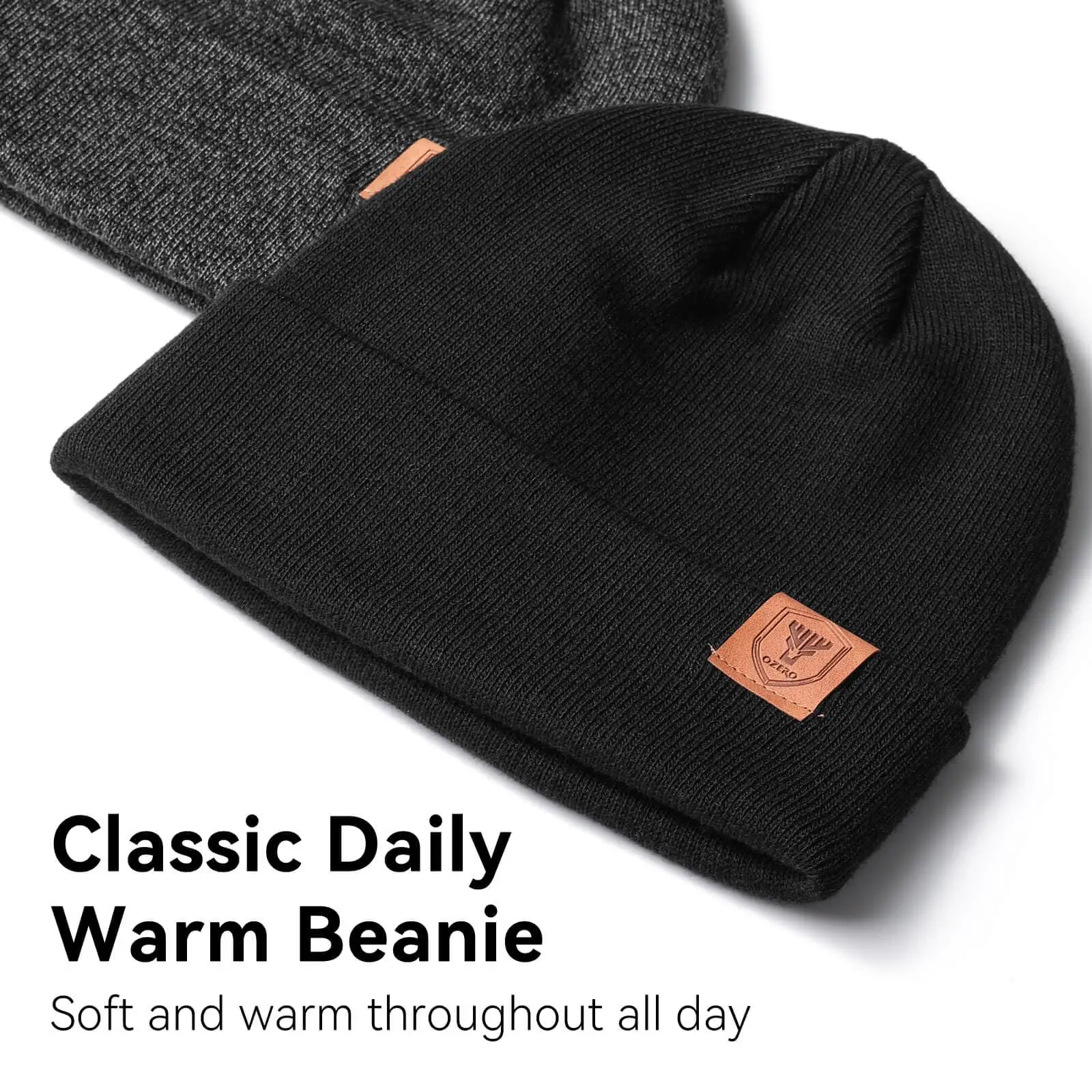 Ozero Custom Logo Warm Knitted Beanie Hat Double Layer 