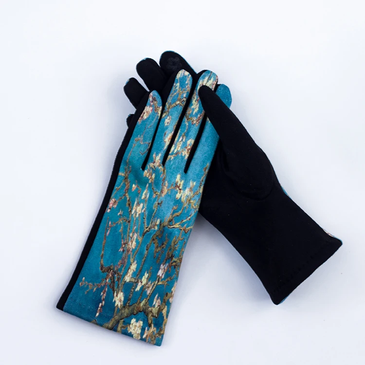 Customize Cold Resistant Soft Micro Velvet Famous Painting Gloves for Women