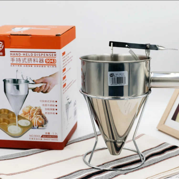 Bakest Stainless Steel Cone Cake Batter Dispenser Cooking Tools Pour Funnel Stainless Steel Baking Cake Tools