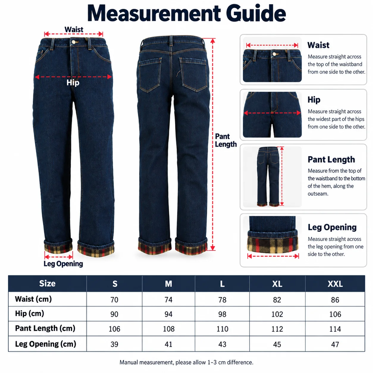 Trend Premium-feel Washed Jeans Denim Mid-rise Medium Trousers Patchwork Red Plaid Detailing Women's Casual Hip Pants