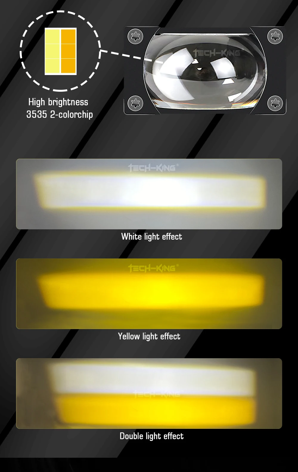 TECH-KING Wholesale thin small size lens car bumper led fog light 50W motorbike auto light ODM car lights accessories spotlight