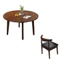 100cm round table with 4 horn-shaped chairs (walnut color)