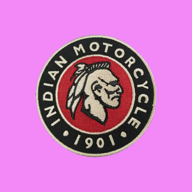Ready to Ship Custom Motorcycle Circle Badge Iron on Leather DIY Jacket Clothes Indian Biker Embroidery Patch