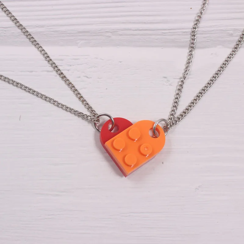 Wholesale Detachable Heart Shaped Building Block Necklace Cute Two Piece  Brick Matching Necklaces for Couples Friendship BFF