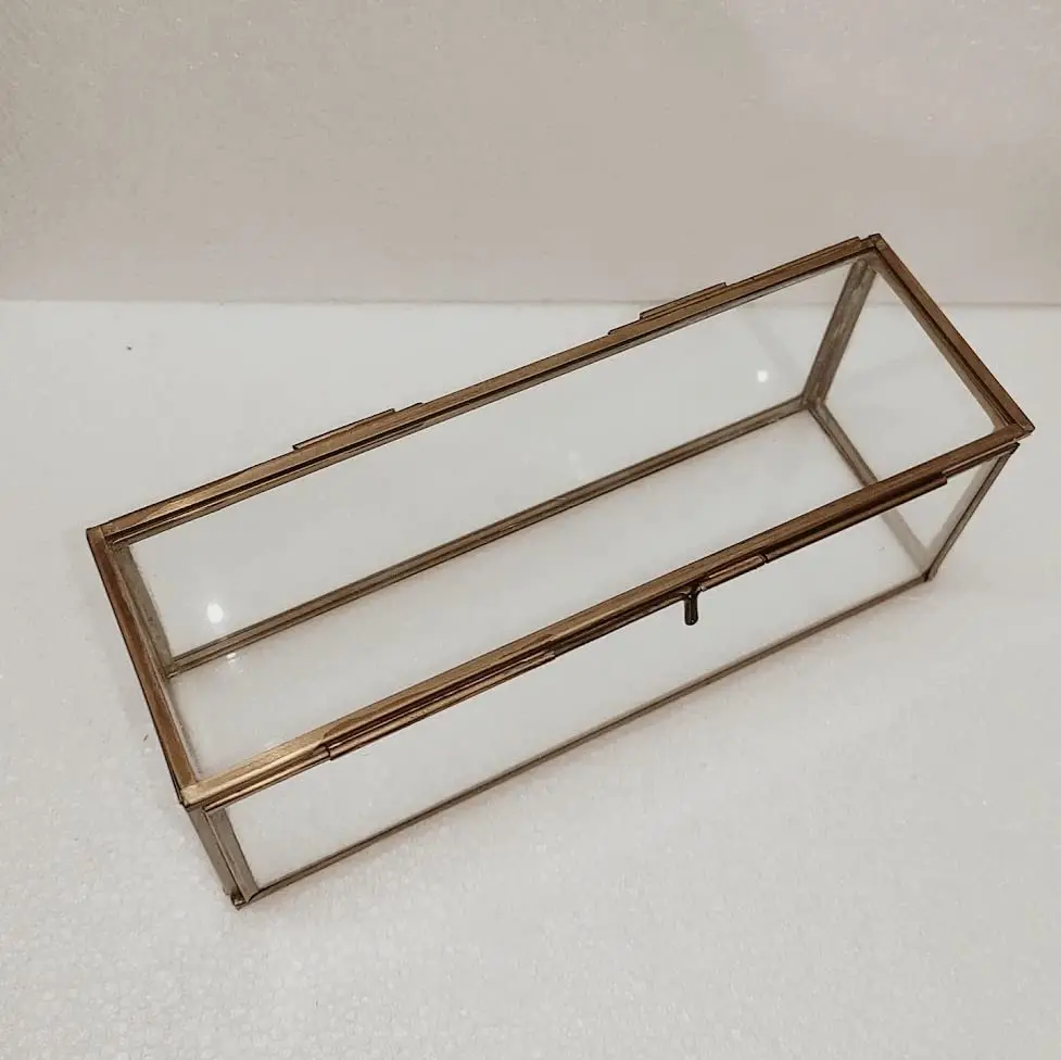 DRERIO Scatola portagioie vetro 12 x 11 cm, grande scatola decorativa per gioielli, trasparente, portafedi vetro e oro per gioielli, orecchini, anelli, collane