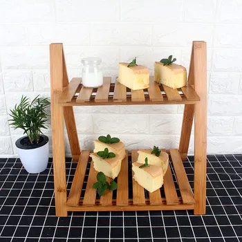 Hot Selling Custom 2 Tier Slate Serving Stand With Wood Cake Shelf For Decoration