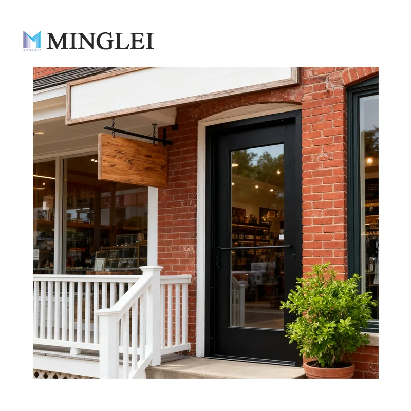 America Modern Style Thermal Break Aluminum Casement Door High Insulation Triple Glazed Inward Opening Door for Shop