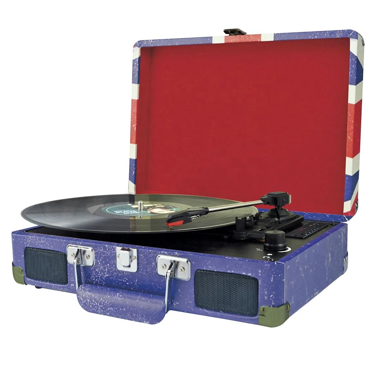 3 Speeds Table Top Suitcase Retro LP Vinyl Vintage Turntable Record Player With Full Functions