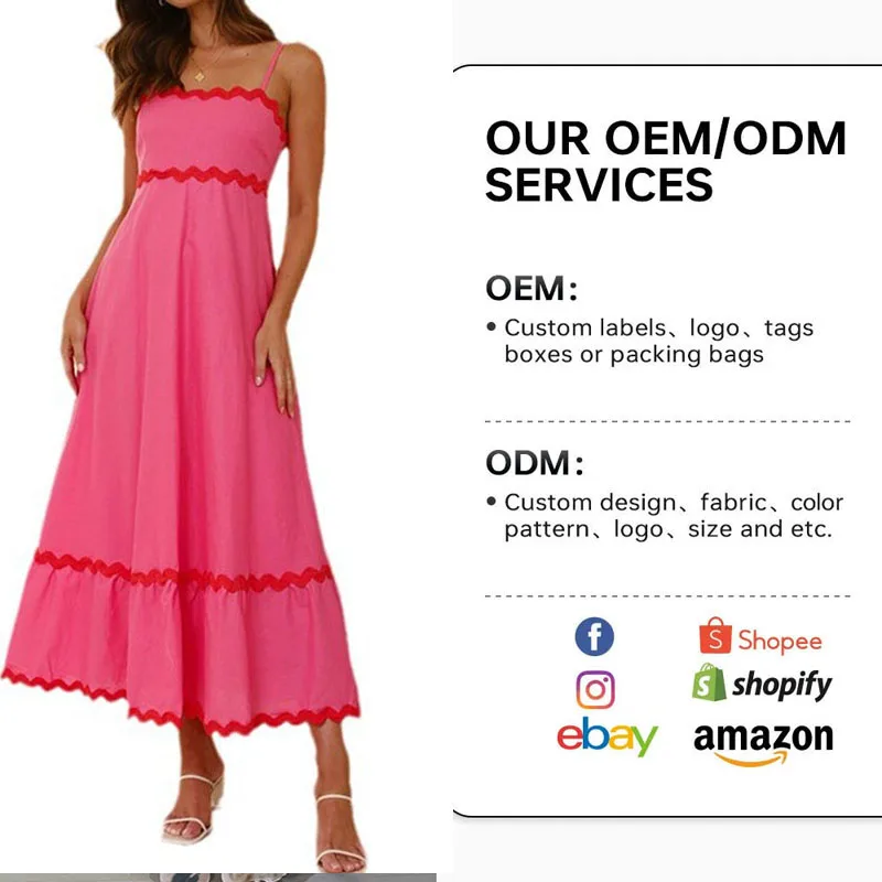Latest Chic Design Plain Color Zig Zag Apparel Summer Women Casual Elegant Maxi Slip Dresses