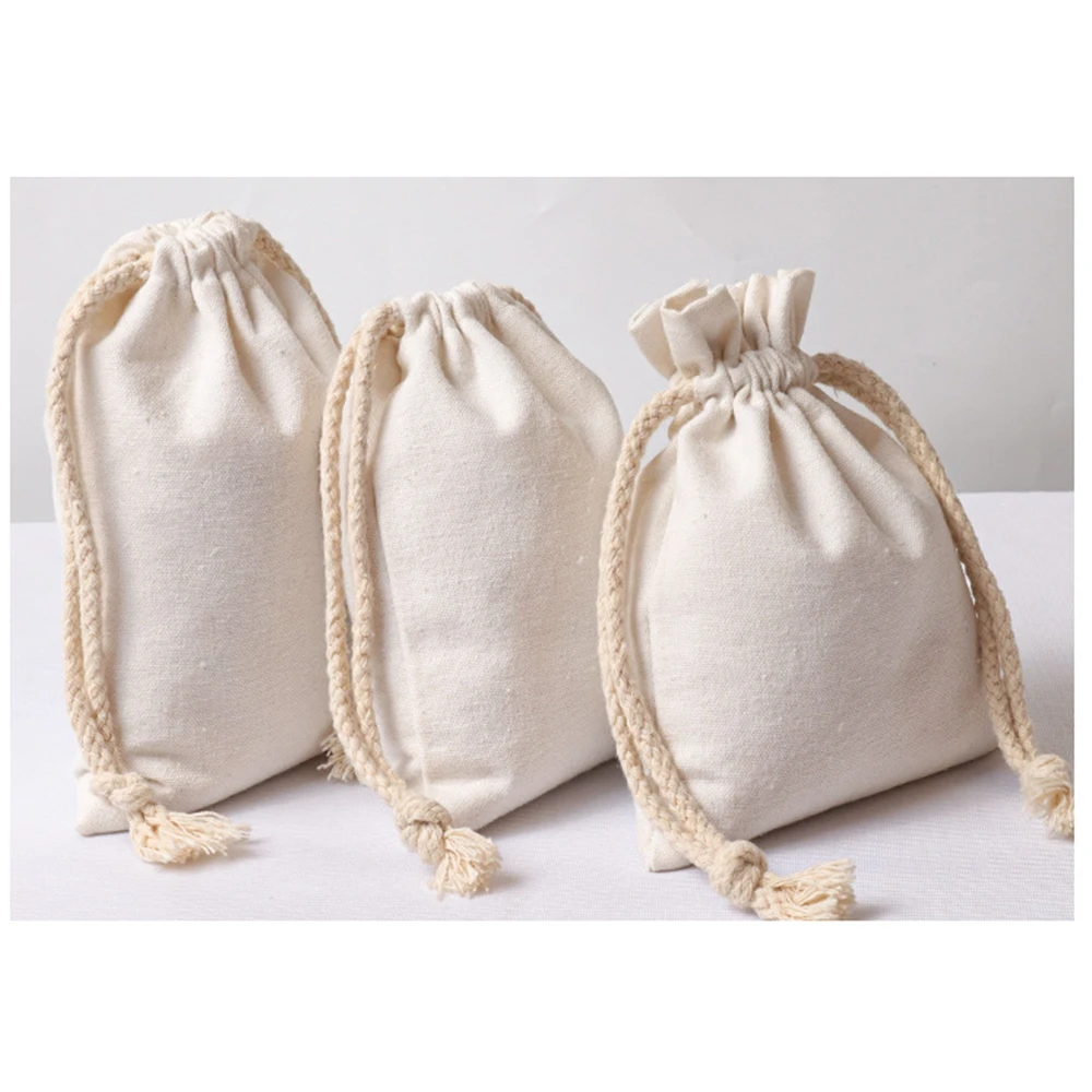 Recycled Cotton Canvas Fabric Bag Small Drawstring Bag Dustproof