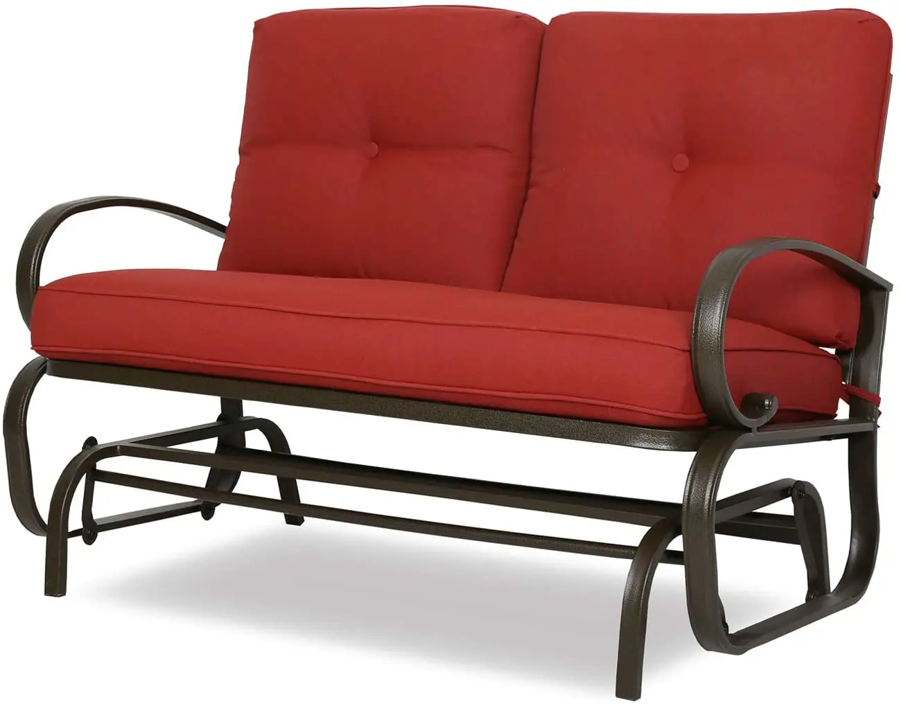 patio steel swing glider loveseat with cushions rocking bench
