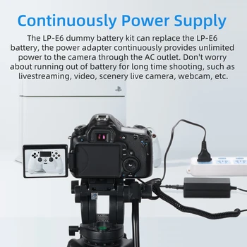 Kingma LP-E6 LPE6 Dummy Battery Kit with AC Power Supply Adapter detail image