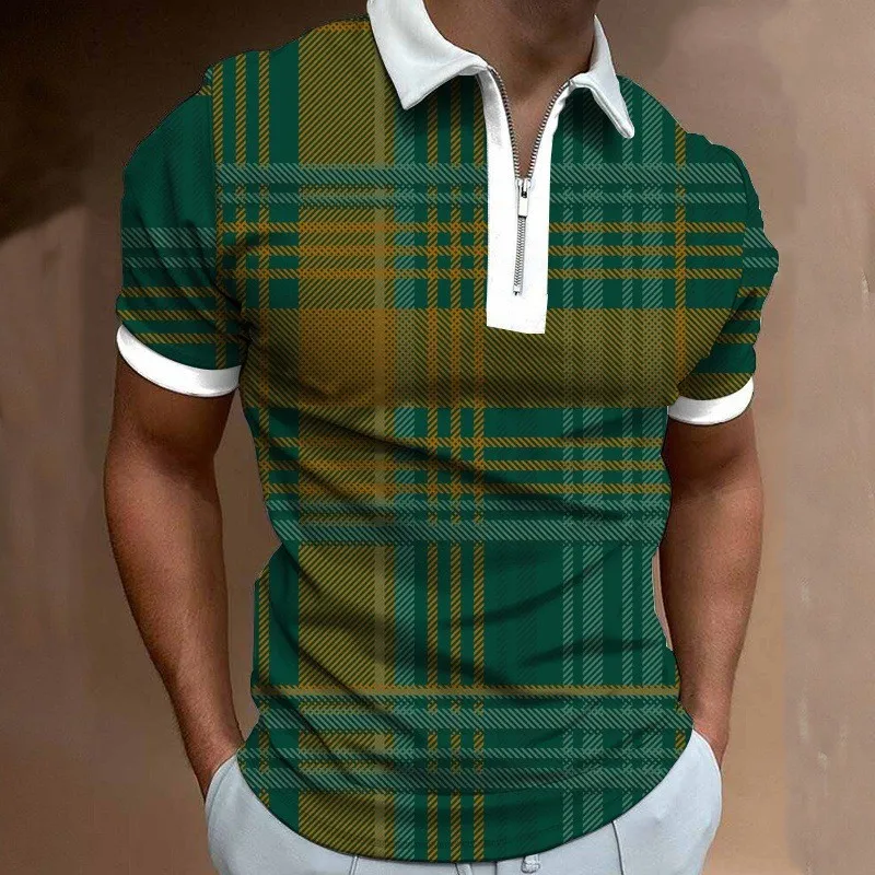 Factory Wholesale Short Sleeve Zip T-shirt Casual Lapel Mens Polo ...