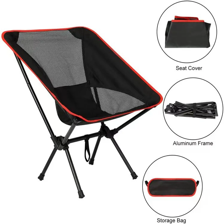 Folding Portable Lightweight Aluminum Foldable Camping Chairs Outdoor Moon Camping Chair Outdoor Beach Folding Chair