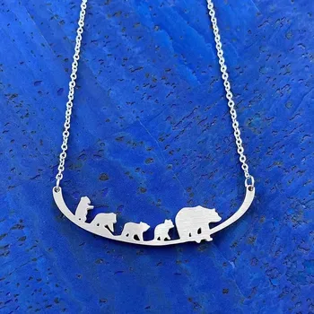 Fashion Stainless Steel Jewelry Alaska Bear Family Mama Necklace ...