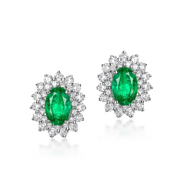 natural emerald and diamond earrings