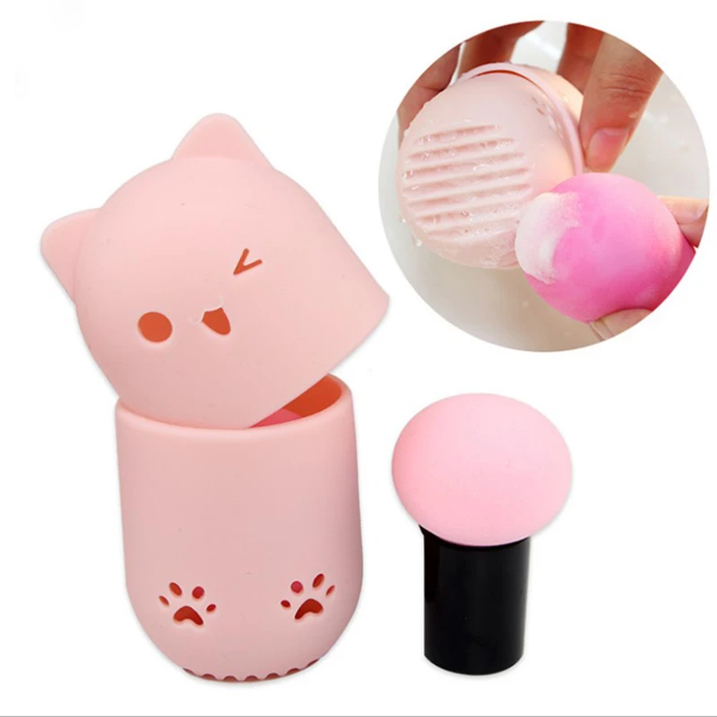 2 в 1 губка держатели буфами на рукавах для хранения коробка стиральная кисть скруббер мягкий силиконовый дышащий косметическая держатель макияжа