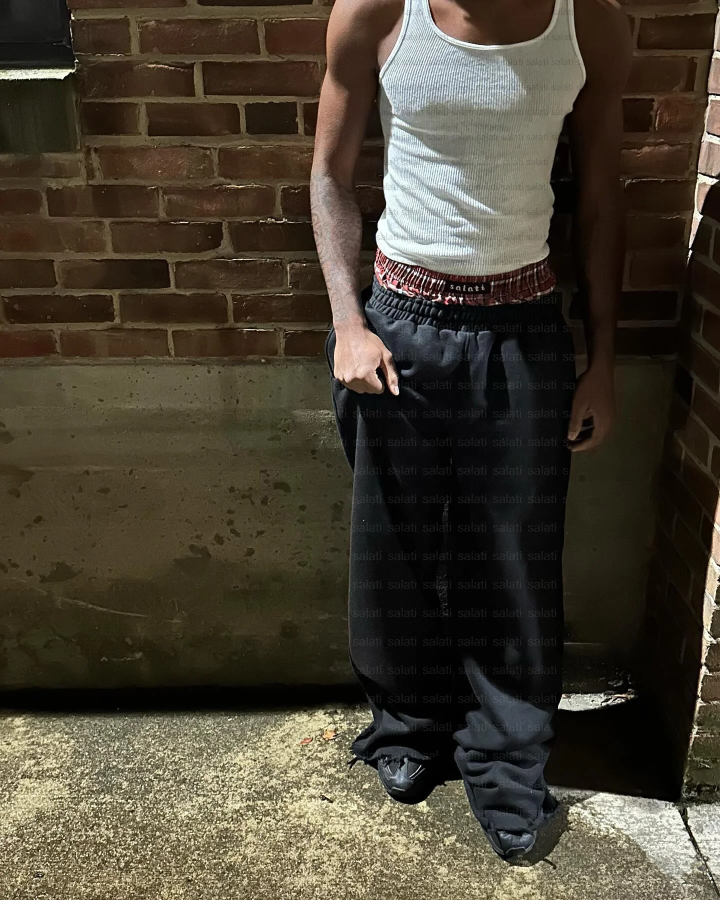 Custom Streetwear Jogger Track Pant Cut and Sew Baggy Sweat Trouser Cotton Oversized Wide Leg Double Waist Flared Sweatpants Men gallery 2