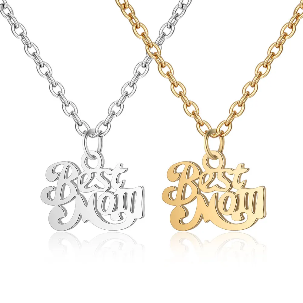 Stainless Steel Best Mom Charm Necklace 