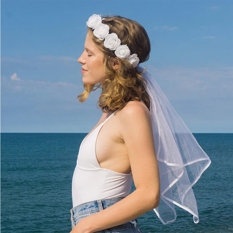 Bride to Be Headband Hen Party Veil Blue Bridal Shower Crown 