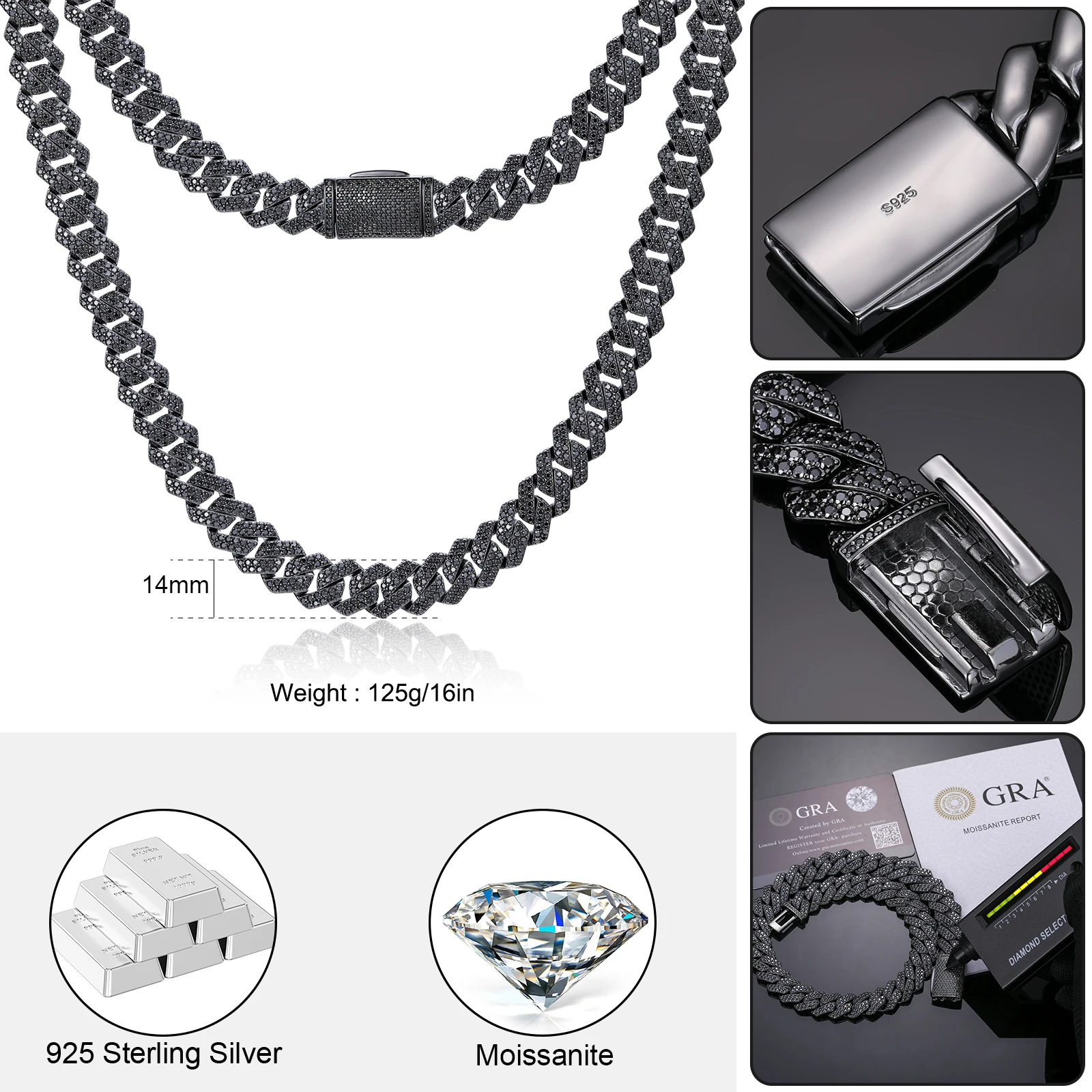 Punk Hip Hop Jewelry - Men's Black Gold Plated Chains